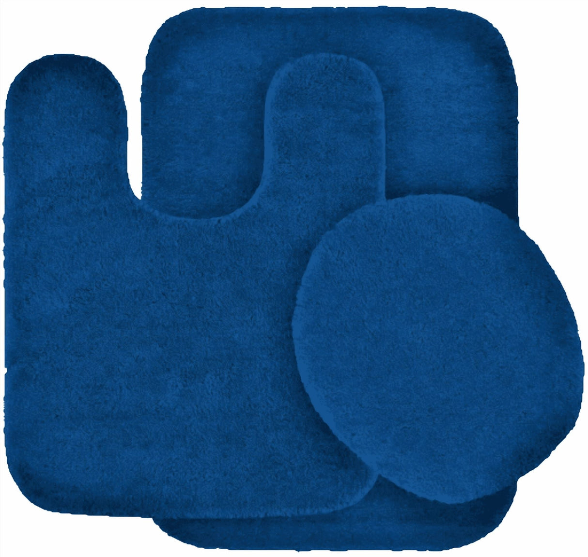 Bathroom 6 Modern Solid Print 3-Count Grey Polyester Bath Rugs, 18 x 28, Non-Slip Backing Navy Blue