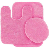 Bathroom 6 Modern Solid Print 3-Count Grey Polyester Bath Rugs, 18 x 28, Non-Slip Backing Pink