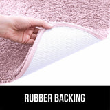 Bathroom 6 Modern Solid Print 3-Count Grey Polyester Bath Rugs, 18 x 28, Non-Slip Backing Pink