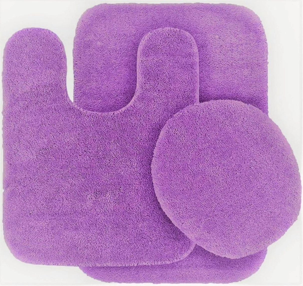 Bathroom 6 Modern Solid Print 3-Count Grey Polyester Bath Rugs, 18 x 28, Non-Slip Backing Purple