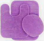 Bathroom 6 Modern Solid Print 3-Count Grey Polyester Bath Rugs, 18 x 28, Non-Slip Backing Purple