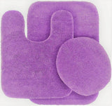Bathroom 6 Modern Solid Print 3-Count Grey Polyester Bath Rugs, 18 x 28, Non-Slip Backing Purple