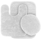 Modern Solid Print 3-Count Grey Polyester Bath Rugs, 18 x 28, Non-Slip Backing White