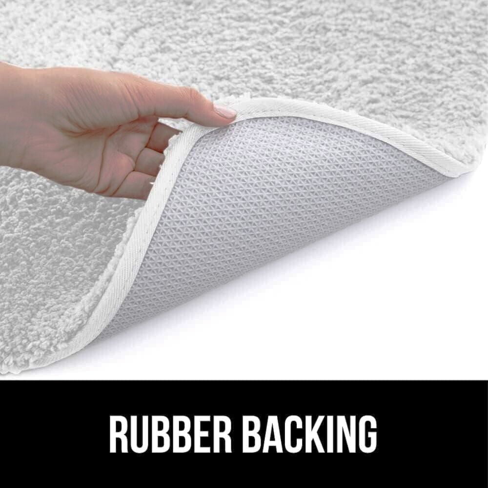 Modern Solid Print 3-Count Grey Polyester Bath Rugs, 18 x 28, Non-Slip Backing White