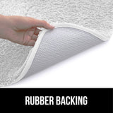 Modern Solid Print 3-Count Grey Polyester Bath Rugs, 18 x 28, Non-Slip Backing White