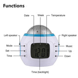 Alarm Clock, Kids Sleep Clock Starry Sky Night Light Star Projection Clock, Music Digital Clock with Backlight LED Night Light Calendar & Thermometer for Kids Boys Girls Children Bedroom Party