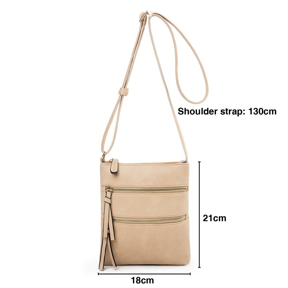Small Crossbody Purses for Women Multi Pocket Travel Bag Over The Shoulder with Extra Long Strap - Beige Light Khaki