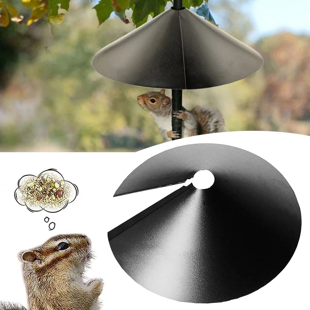 Squirrel Proof Baffle 12/14/16/18 Inches Wide Squirrel Protection for Bird Feeders Anti-Rust Galvanized Steel Hangable Baffle, Protects Bird Houses from Squirrels 14" Black