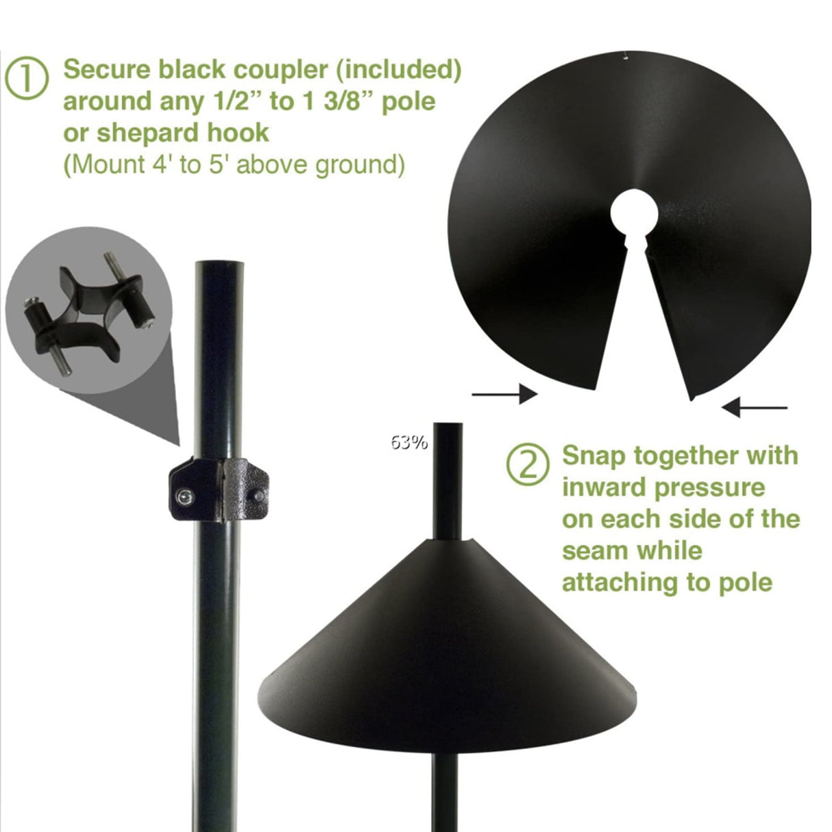 Squirrel Proof Baffle 12/14/16/18 Inches Wide Squirrel Protection for Bird Feeders Anti-Rust Galvanized Steel Hangable Baffle, Protects Bird Houses from Squirrels 18" Black