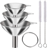 4 Pcs Metal Stainless Steel Funnel, Large Small Funnel Set of 3, Food Grade Mini Funnels for Kitchen Use Filling Bottles Liquor Flask Tiny Spice Cooking Powder Water Silver