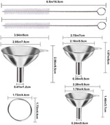 4 Pcs Metal Stainless Steel Funnel, Large Small Funnel Set of 3, Food Grade Mini Funnels for Kitchen Use Filling Bottles Liquor Flask Tiny Spice Cooking Powder Water Silver