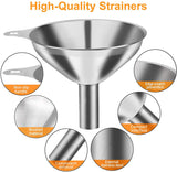 4 Pcs Metal Stainless Steel Funnel, Large Small Funnel Set of 3, Food Grade Mini Funnels for Kitchen Use Filling Bottles Liquor Flask Tiny Spice Cooking Powder Water Silver