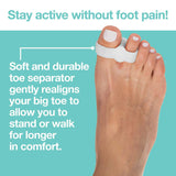 Toe Separators with 2 Loops - Pack of 4 Soft Gel Bunion Correctors - White - Front View