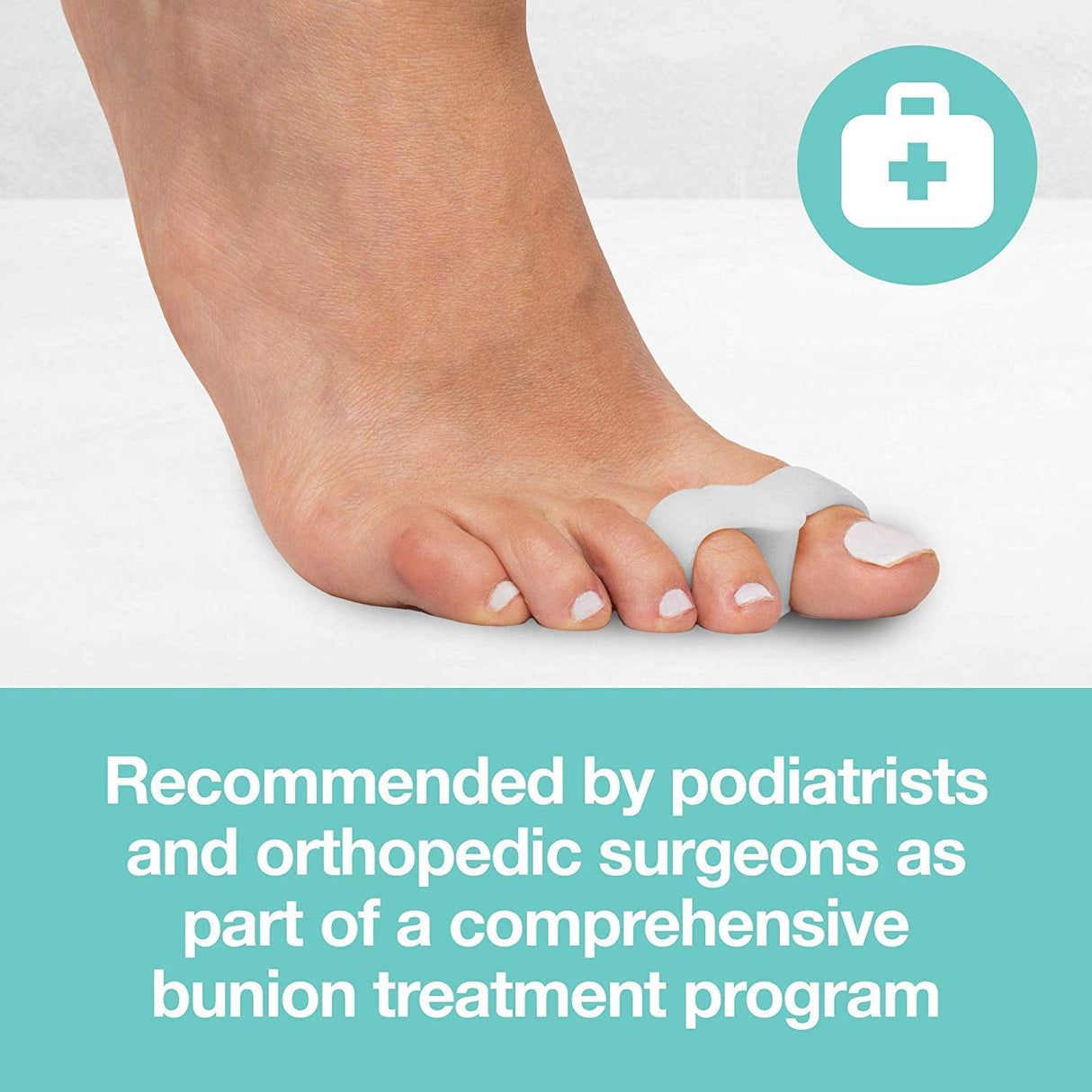 Toe Separators with 2 Loops - Pack of 4 Soft Gel Bunion Correctors - White