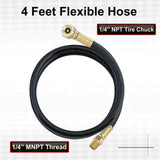 Air Tank Repair Kit W/Safety Valve, Pressure Gauge and 4 Feet Hose Assembly for Portable Carry - Rear View