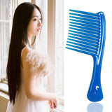 Large Wide Tooth Comb Handle Detangling Reduce Hair Loss Brush Tool (Black) Blue