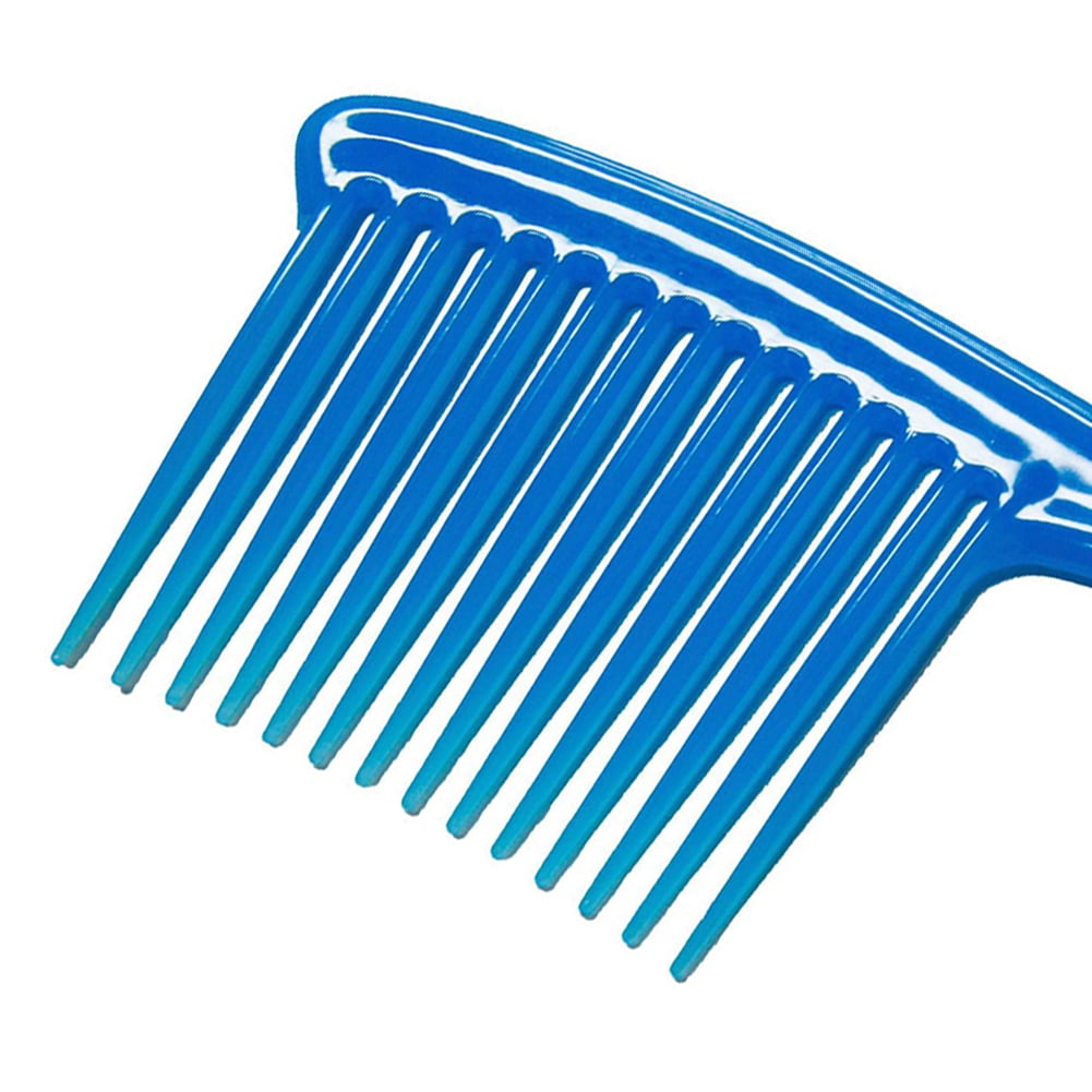 Large Wide Tooth Comb Handle Detangling Reduce Hair Loss Brush Tool (Black) Blue
