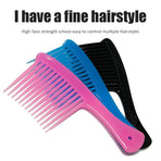 Large Wide Tooth Comb Handle Detangling Reduce Hair Loss Brush Tool (Black) Pink