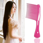 Large Wide Tooth Comb Handle Detangling Reduce Hair Loss Brush Tool (Black) Pink