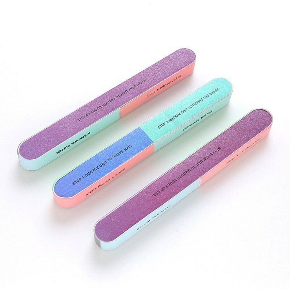 7 Way Nail File and Buffer Block Nail Buffering Files 7 Steps Washable Emery Boards Professional Manicure Tools Random Color-1PC