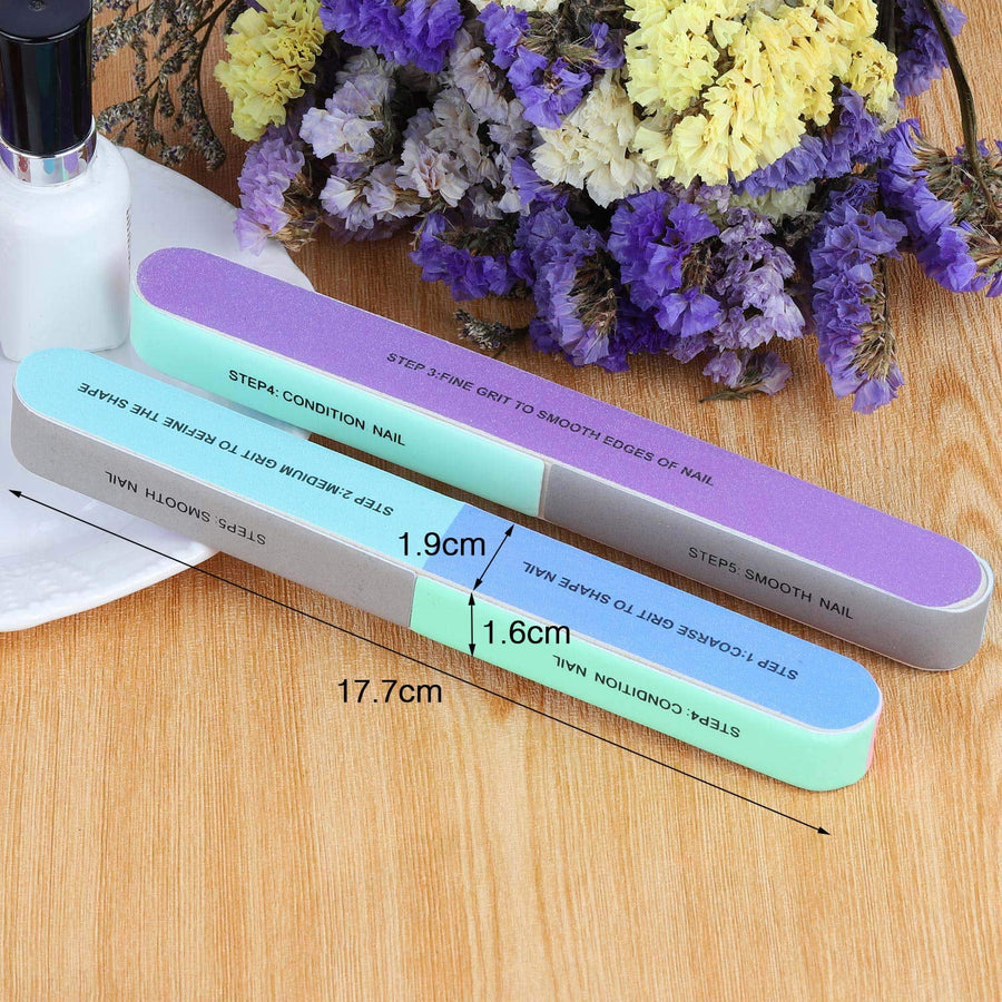 7 Way Nail File and Buffer Block Nail Buffering Files 7 Steps Washable Emery Boards Professional Manicure Tools Random Color-1PC