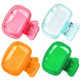 4 Pack Travel Toothbrush Head Covers Portable Toothbrush Protector Cap Brush Pod Case Protective Plastic Clip for Household Travel, Camping, Bathroom, School, Business Red, Green, Blue, Clear