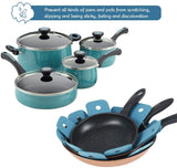 Pot Pan Protectors, Set of 12 and 4 Different Sizes, Larger & Thicker Pan Pot Separator Pads for Stacking and Protecting Your Cookware Cyan - Front View