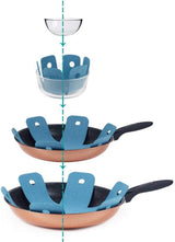 Pot Pan Protectors, Set of 12 and 4 Different Sizes, Larger & Thicker Pan Pot Separator Pads for Stacking and Protecting Your Cookware Cyan - Top-Down View