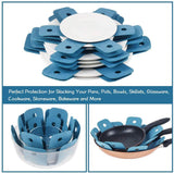 Pot Pan Protectors, Set of 12 and 4 Different Sizes, Larger & Thicker Pan Pot Separator Pads for Stacking and Protecting Your Cookware Cyan