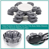Pot Pan Protectors, Set of 12 and 4 Different Sizes, Larger & Thicker Pan Pot Separator Pads for Stacking and Protecting Your Cookware Cyan Gray