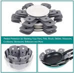 Pot Pan Protectors, Set of 12 and 4 Different Sizes, Larger & Thicker Pan Pot Separator Pads for Stacking and Protecting Your Cookware Cyan Gray