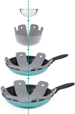Pot Pan Protectors, Set of 12 and 4 Different Sizes, Larger & Thicker Pan Pot Separator Pads for Stacking and Protecting Your Cookware Cyan Gray