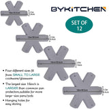 Pot Pan Protectors, Set of 12 and 4 Different Sizes, Larger & Thicker Pan Pot Separator Pads for Stacking and Protecting Your Cookware Cyan Gray - Top-Down View