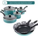 Pot Pan Protectors, Set of 12 and 4 Different Sizes, Larger & Thicker Pan Pot Separator Pads for Stacking and Protecting Your Cookware Cyan Gray
