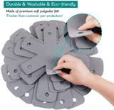 Pot Pan Protectors, Set of 12 and 4 Different Sizes, Larger & Thicker Pan Pot Separator Pads for Stacking and Protecting Your Cookware Cyan Gray - Close-Up Angle