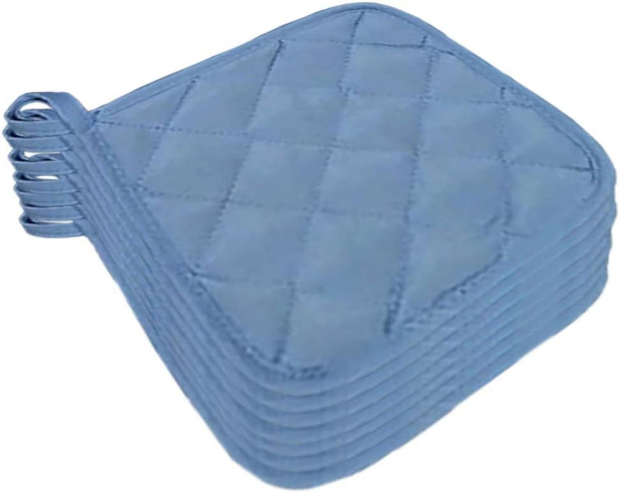 5Pcs Kitchen Pot Holders Set Heat Resistant Pure Cotton Potholders Kit Trivets Large Coasters Hot Pads Pot Holders for Everyday Cooking and Baking by 6.5 x 6.5 Inch Blue