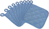 5Pcs Kitchen Pot Holders Set Heat Resistant Pure Cotton Potholders Kit Trivets Large Coasters Hot Pads Pot Holders for Everyday Cooking and Baking by 6.5 x 6.5 Inch Blue - 45-Degree Angle