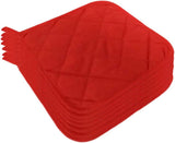 5Pcs Kitchen Pot Holders Set Heat Resistant Pure Cotton Potholders Kit Trivets Large Coasters Hot Pads Pot Holders for Everyday Cooking and Baking by 6.5 x 6.5 Inch Red - Top-Down View
