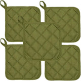 5Pcs Kitchen Pot Holders Set Heat Resistant Pure Cotton Potholders Kit Trivets Large Coasters Hot Pads Pot Holders for Everyday Cooking and Baking by 6.5 x 6.5 Inch Sage
