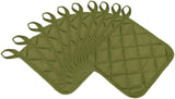 5Pcs Kitchen Pot Holders Set Heat Resistant Pure Cotton Potholders Kit Trivets Large Coasters Hot Pads Pot Holders for Everyday Cooking and Baking by 6.5 x 6.5 Inch Sage - 45-Degree Angle