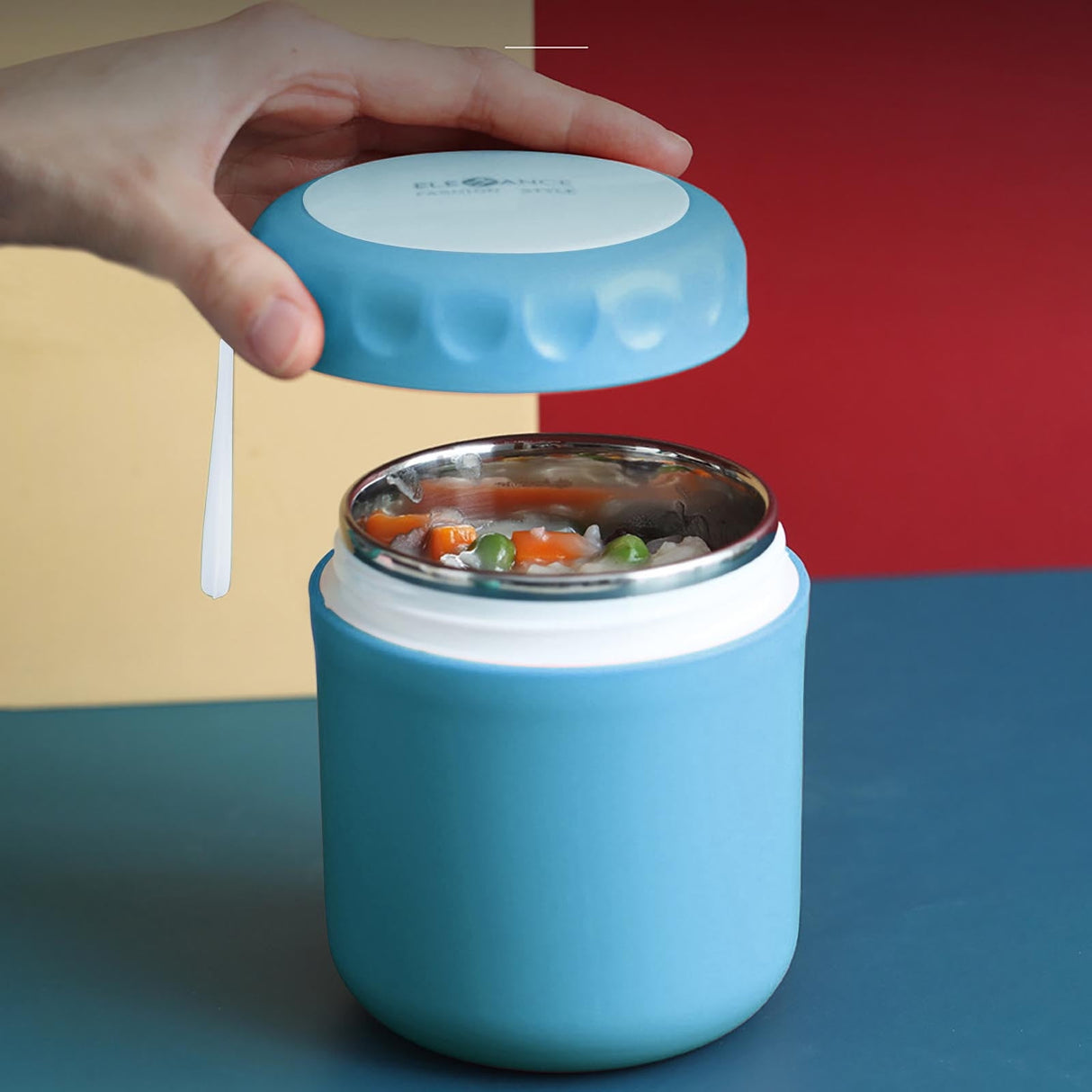 Food Warm Thermal Leakproof Vacuum Stainless Reusable Lunch Box Light Blue◈18 OZ
