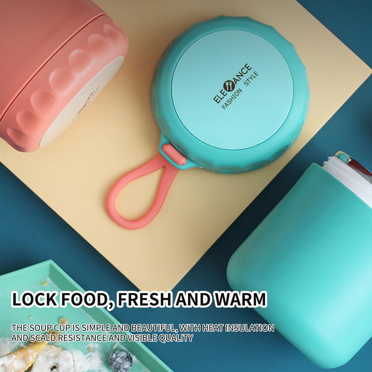 Food Warm Thermal Leakproof Vacuum Stainless Reusable Lunch Box Pink◈18 OZ