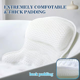 Bath Pillow Bathtub Pillow, Bath Pillows for Tub Neck and Back Support, Bath Tub Pillow Headrest with Soft 4D Mesh Fabric and Non-Slip Suction Cups, Relaxing Bath Accessories Spa Gifts