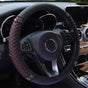 Universal Car Steering Wheel Cover 37-38cm Leather Embroidered Color Diamond-Studded Elastic Four Seasons Steering Wheel Cover Black Black-Red
