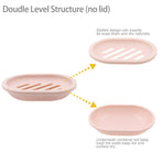 2-Pack Soap Dish with Drain, Soap Holder, Soap Saver, Easy Cleaning, Dry, Stop Mushy Soap (Gray) Pink