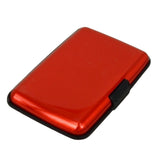 Waterproof 6 Slots RFID Blocking Credit Card Protector Aluminum ID Case Hard Shell Business Card Holder Metal Wallet for Men or Women Red - Front View
