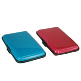 Waterproof 6 Slots RFID Blocking Credit Card Protector Aluminum ID Case Hard Shell Business Card Holder Metal Wallet for Men or Women Red - Side View