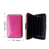 Waterproof 6 Slots RFID Blocking Credit Card Protector Aluminum ID Case Hard Shell Business Card Holder Metal Wallet for Men or Women Red - Close-Up Angle