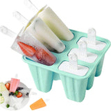 Silicone Ice Pop Molds 6-Well Easy Release, BPA Free Silicone Ice Cream Mold Green
