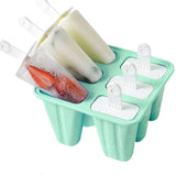 Silicone Ice Pop Molds 6-Well Easy Release, BPA Free Silicone Ice Cream Mold Green - Front View